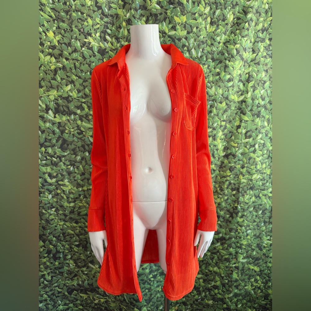 Orange Button-Up Mini Dress - Picture 8 of 10